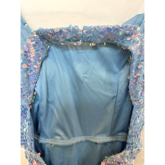 MNK Ice‎ Blue Sequin Mini Bodycon Cocktail Party Dress Size L Glam Girly Y2K - Picture 8 of 12